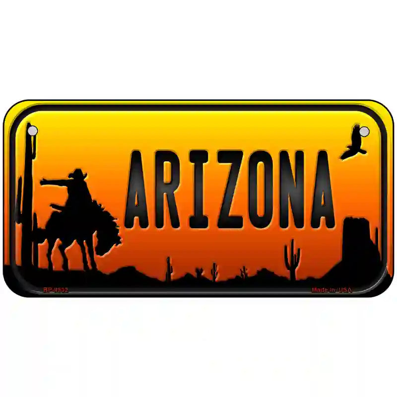 Rodeo Arizona Scenic Novelty Metal License Plate 6" x 3" (BP)