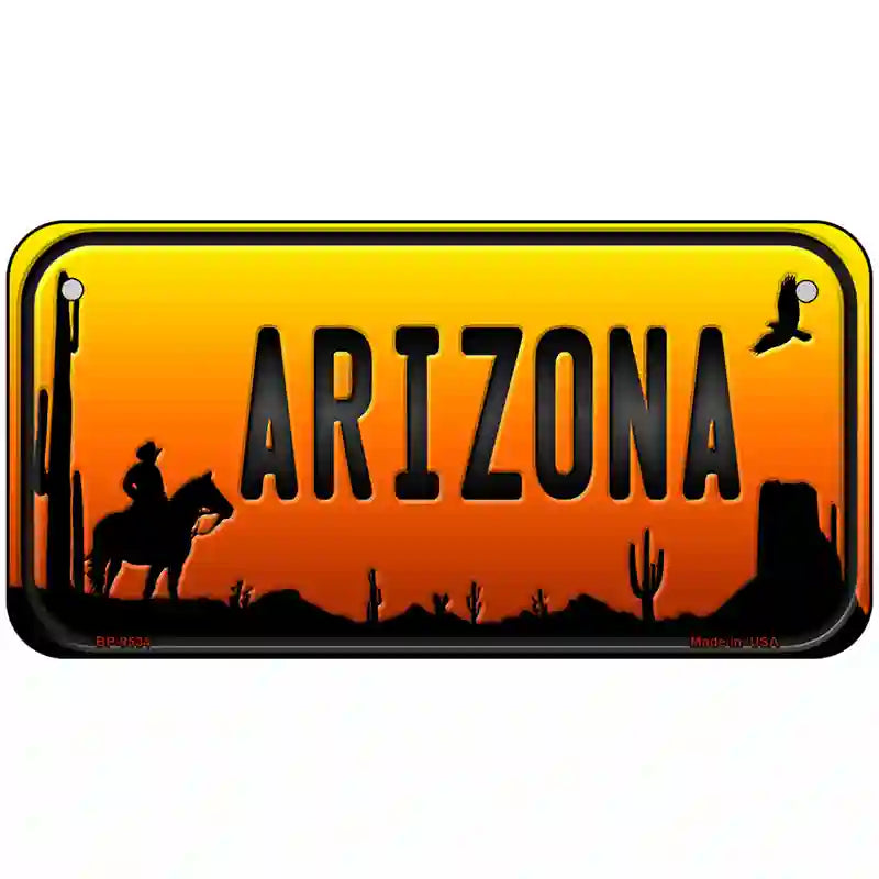 Cowboy Arizona Scenic Novelty Metal License Plate 6" x 3" (BP)