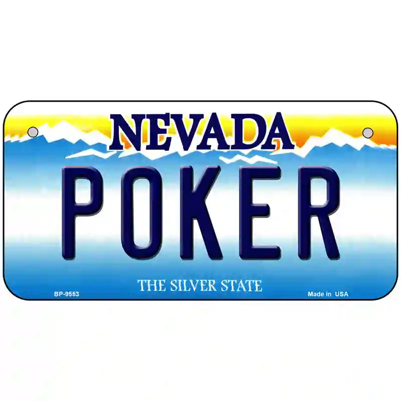 Poker Nevada Novelty Metal License Plate 6" x 3" (BP)