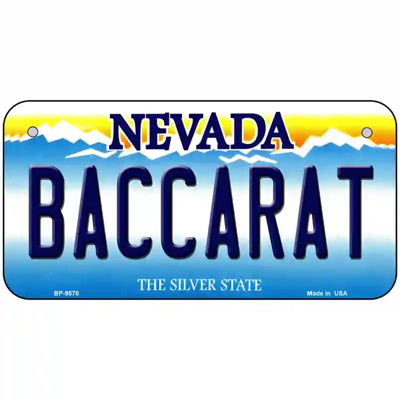 Baccarat Nevada Novelty Metal License Plate 6" x 3" (BP)