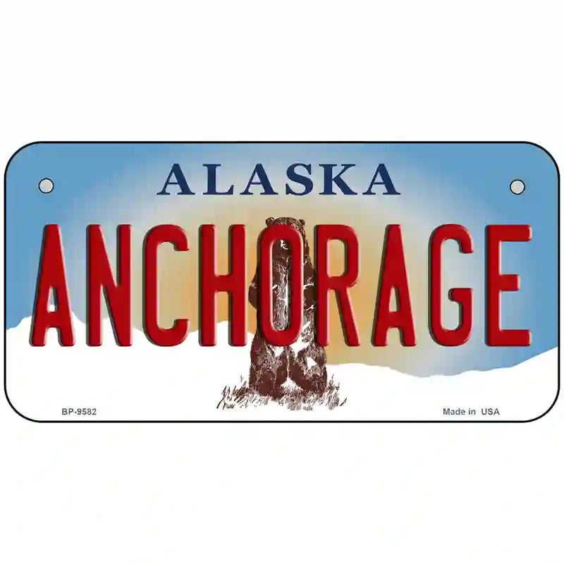 Anchorage Alaska State Novelty Metal License Plate 6" x 3" (BP)