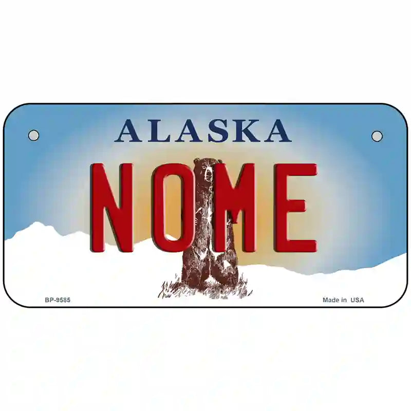 Nome Alaska State Novelty Metal License Plate 6" x 3" (BP)