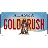 Gold Rush Alaska State Novelty Metal License Plate 6" x 3" (BP)