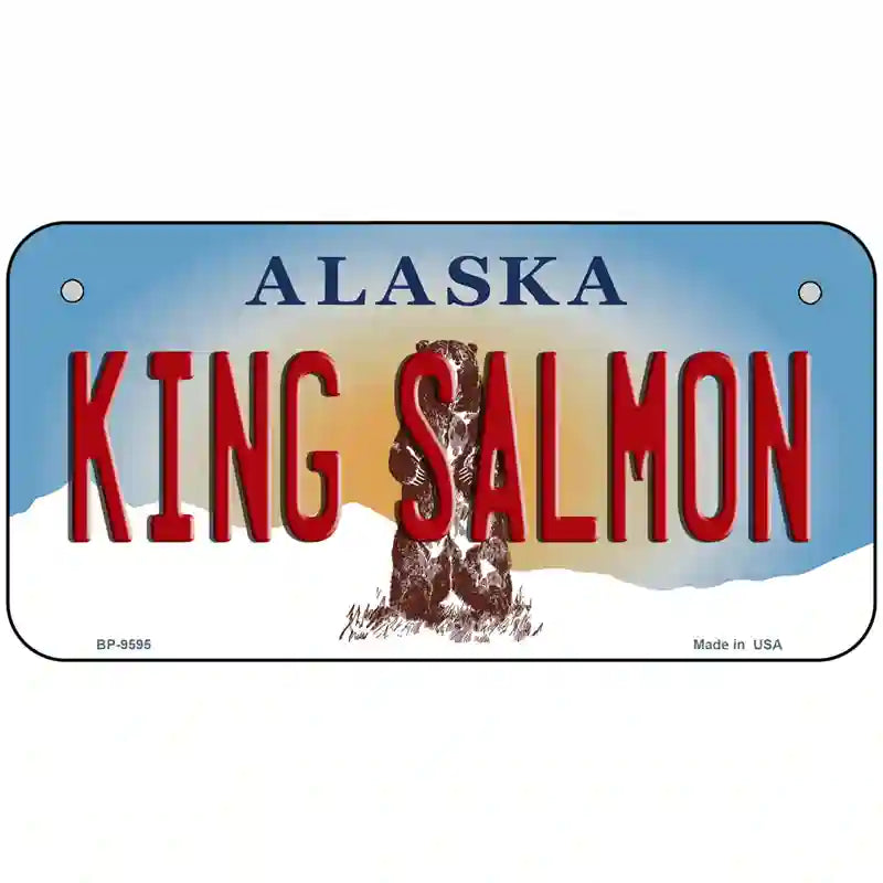 King Salmon Alaska State Novelty Metal License Plate 6" x 3" (BP)