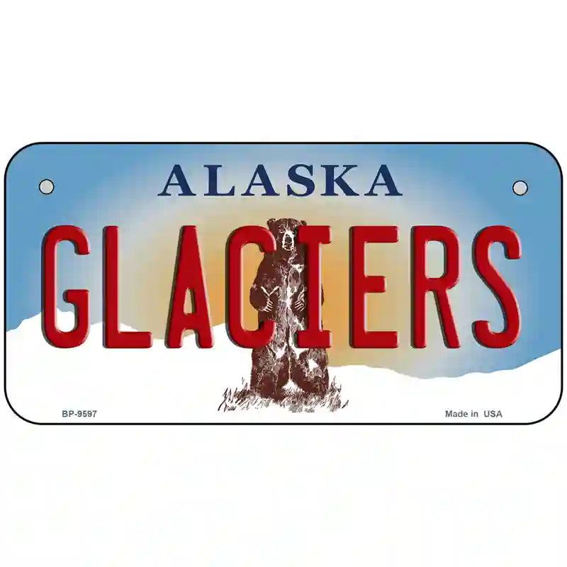 Glaciers Alaska State Novelty Metal License Plate 6" x 3" (BP)