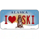 I Love Ski Alaska State Novelty Metal License Plate 6" x 3" (BP)