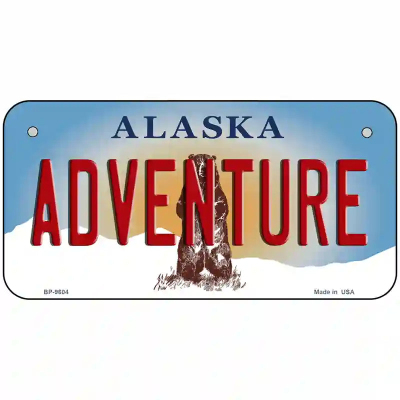 Adventure Alaska State Novelty Metal License Plate 6" x 3" (BP)