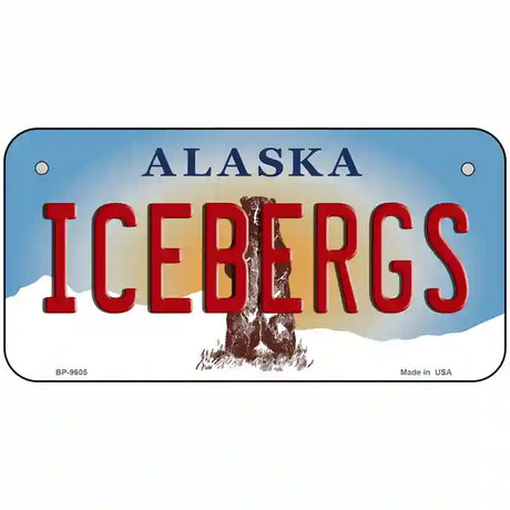 Icebergs Alaska State Novelty Metal License Plate 6" x 3" (BP)