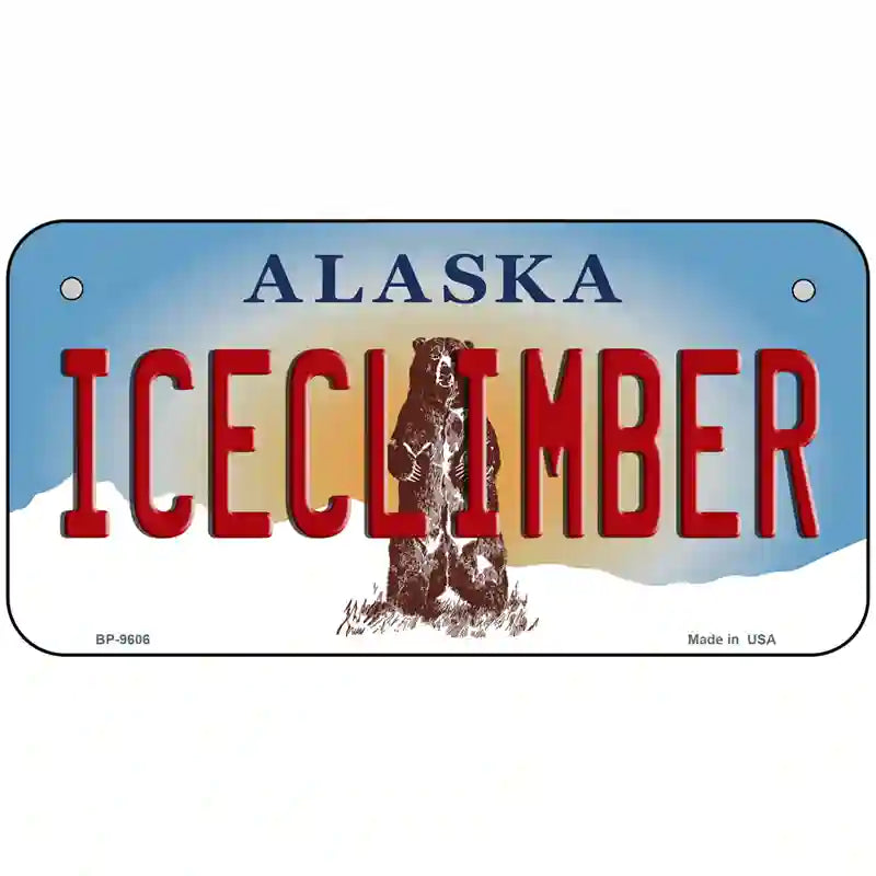 Ice Climber Alaska State Novelty Metal License Plate 6" x 3" (BP)