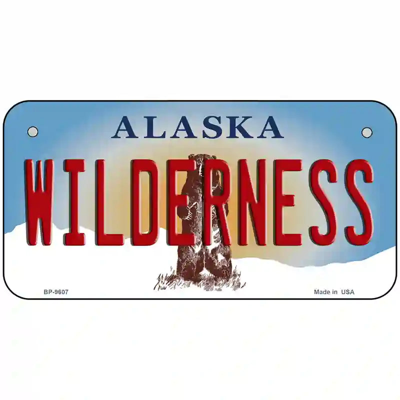 Wilderness Alaska State Novelty Metal License Plate 6" x 3" (BP)