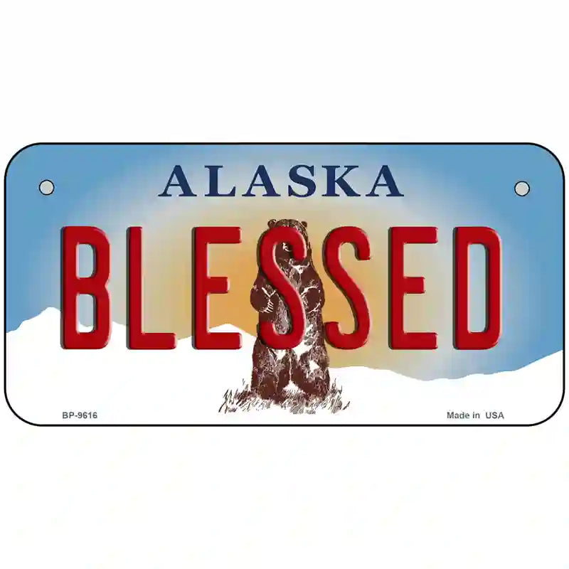 Blessed Alaska State Novelty Metal License Plate 6" x 3" (BP)