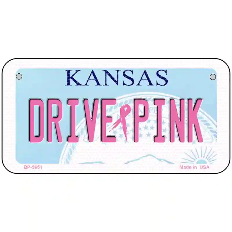 Drive Pink Kansas Novelty Metal License Plate 6" x 3" (BP)