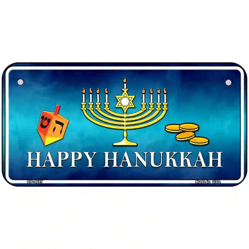 Happy Hanukkah Novelty Metal License Plate 6" x 3" (BP)