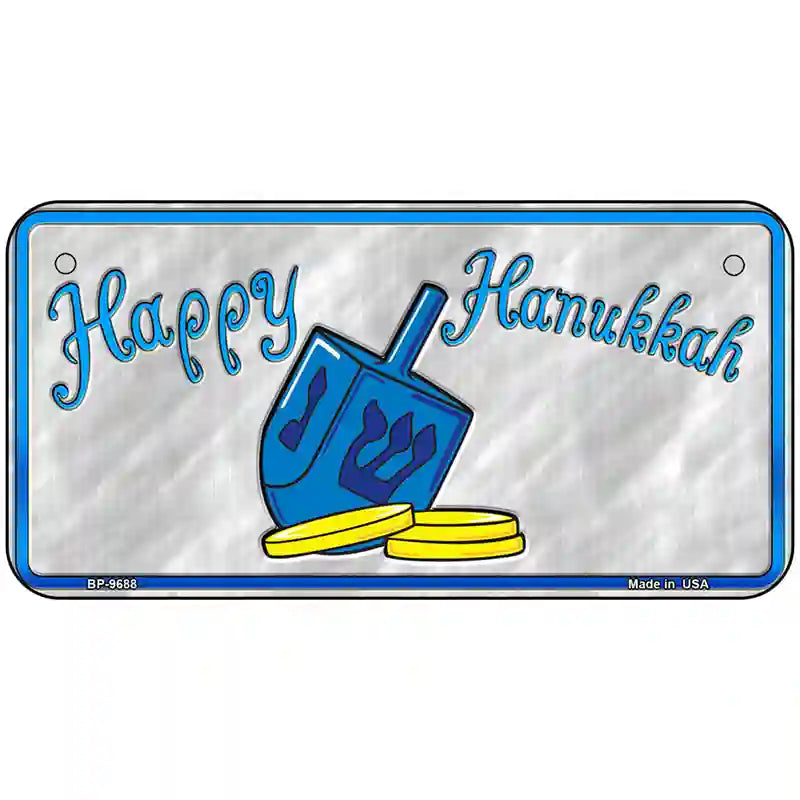 Happy Hanukkah Dreidel Novelty Metal License Plate 6" x 3" (BP)