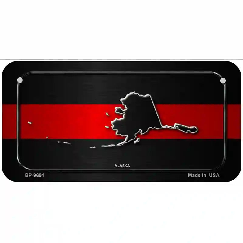 Alaska Thin Red Line Metal Novelty License Plate 6" x 3" (BP)