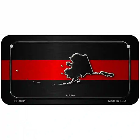 Alaska Thin Red Line Metal Novelty License Plate 6" x 3" (BP)