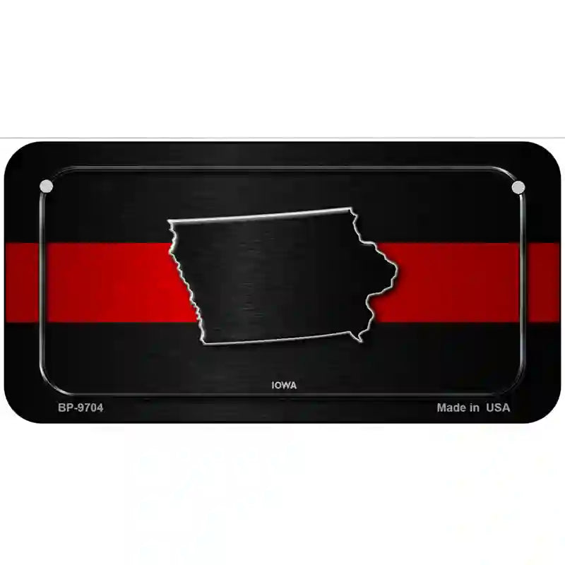 Iowa Thin Red Line Metal Novelty License Plate 6" x 3" (BP)