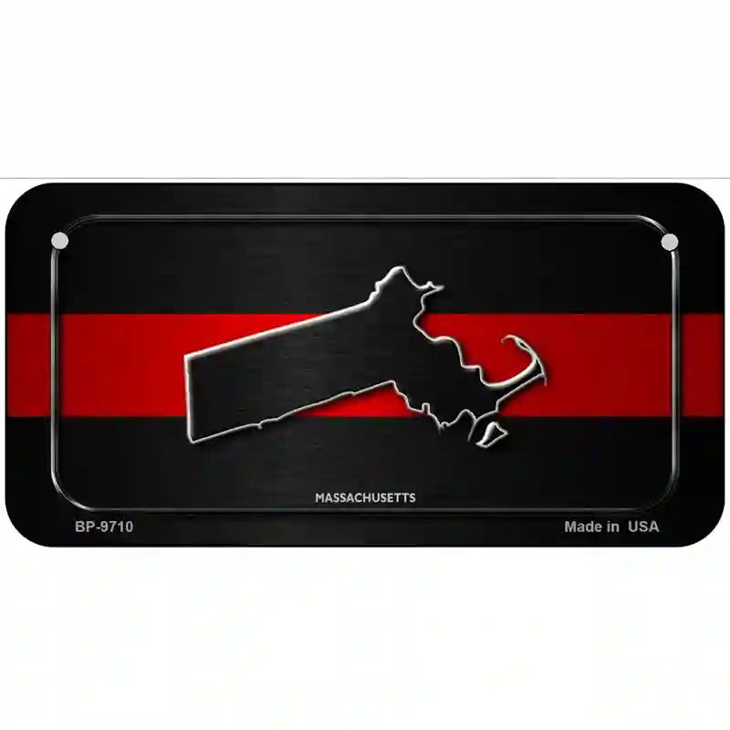 Massachusetts Thin Red Line Metal Novelty License Plate 6" x 3" (BP)