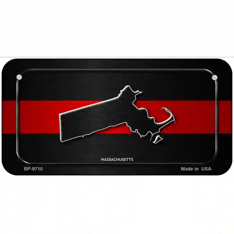 Massachusetts Thin Red Line Metal Novelty License Plate 6" x 3" (BP)