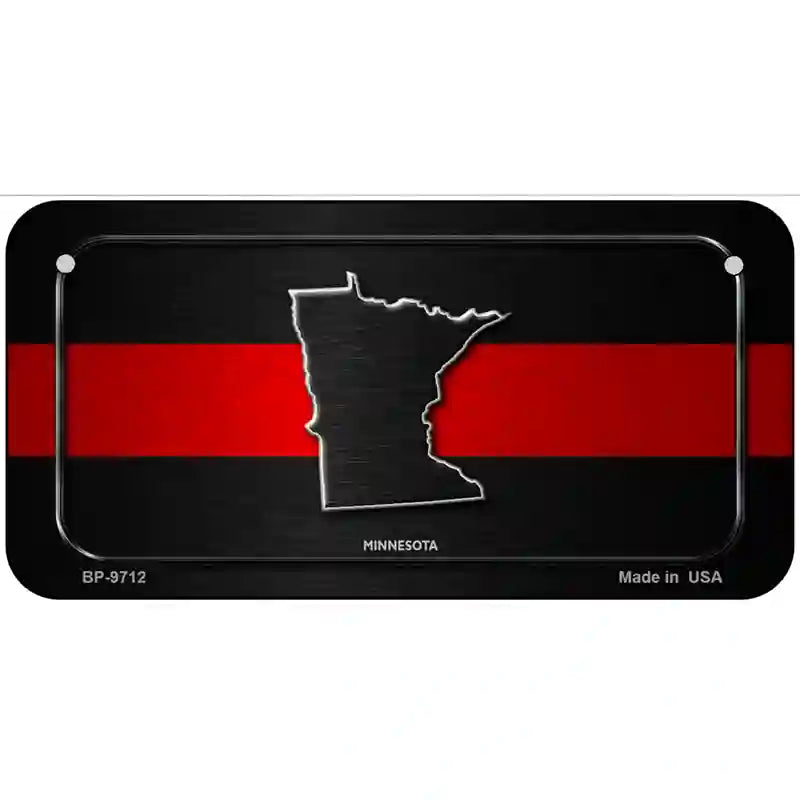 Minnesota Thin Red Line Metal Novelty License Plate 6" x 3" (BP)