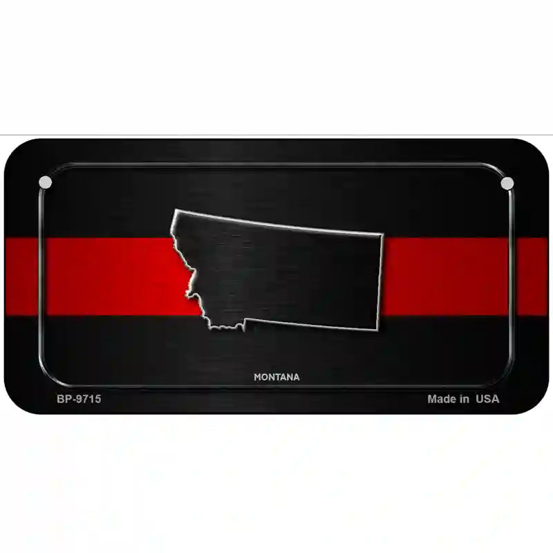 Montana Thin Red Line Metal Novelty License Plate 6" x 3" (BP)