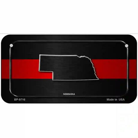 Nebraska Thin Red Line Metal Novelty License Plate 6" x 3" (BP)