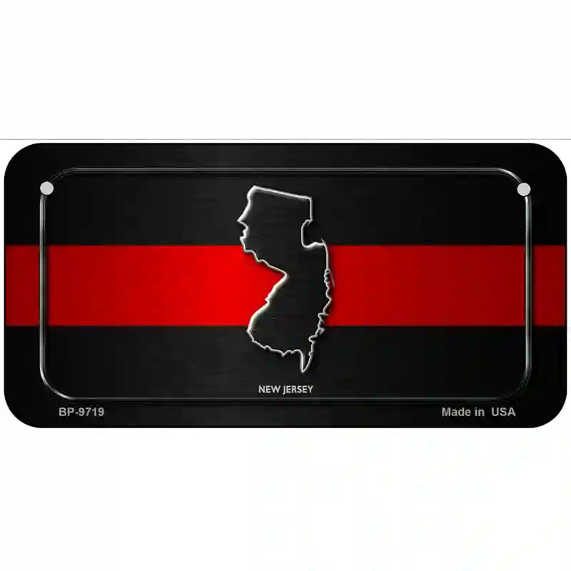 New Jersey Thin Red Line Metal Novelty License Plate 6" x 3" (BP)