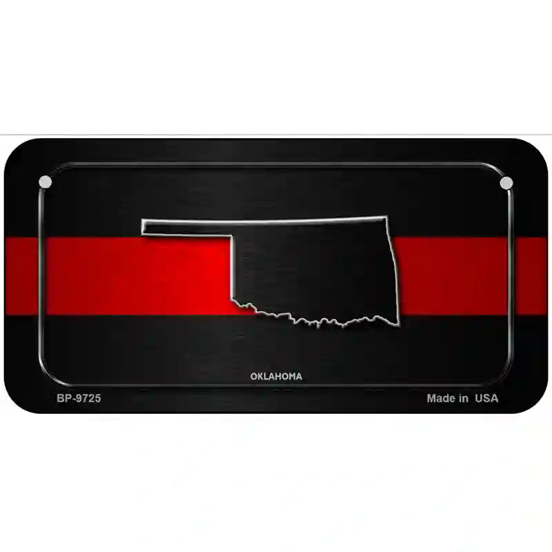 Oklahoma Thin Red Line Metal Novelty License Plate 6" x 3" (BP)