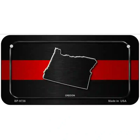 Oregon Thin Red Line Metal Novelty License Plate 6" x 3" (BP)