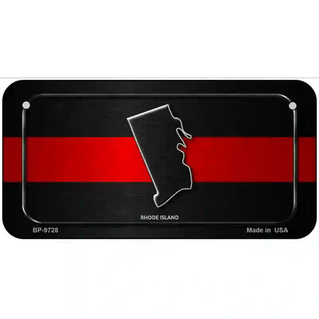 Rhode Island Thin Red Line Metal Novelty License Plate 6" x 3" (BP)