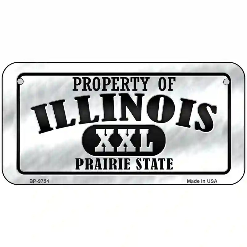 Property Of Illinois Novelty Metal License Plate 6" x 3" (BP)