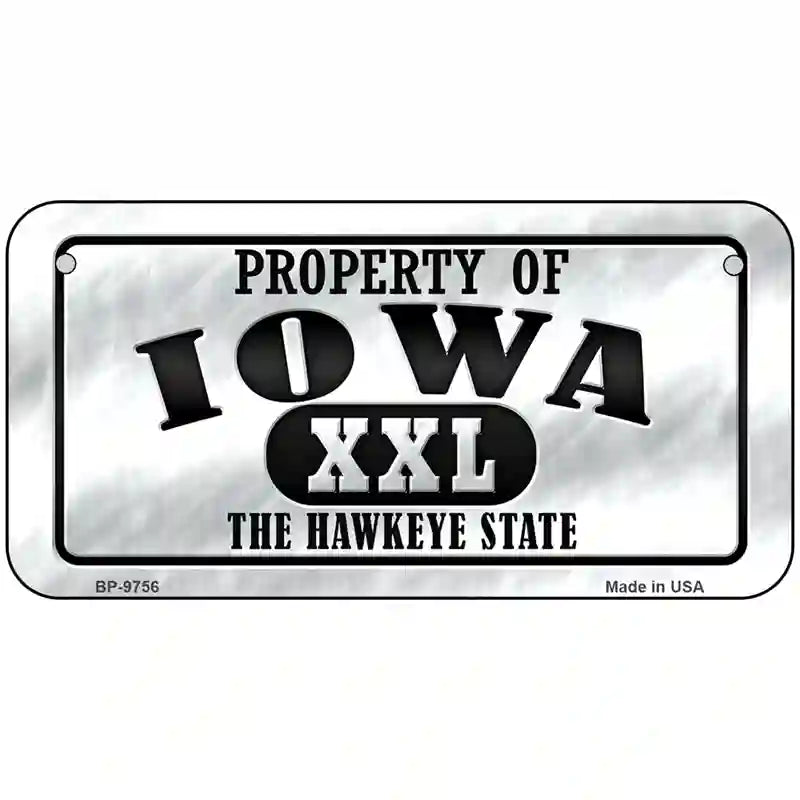 Property Of Iowa Novelty Metal License Plate 6" x 3" (BP)