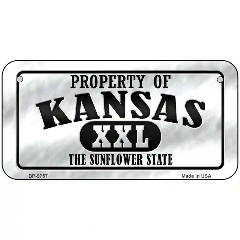 Property Of Kansas Novelty Metal License Plate 6" x 3" (BP)