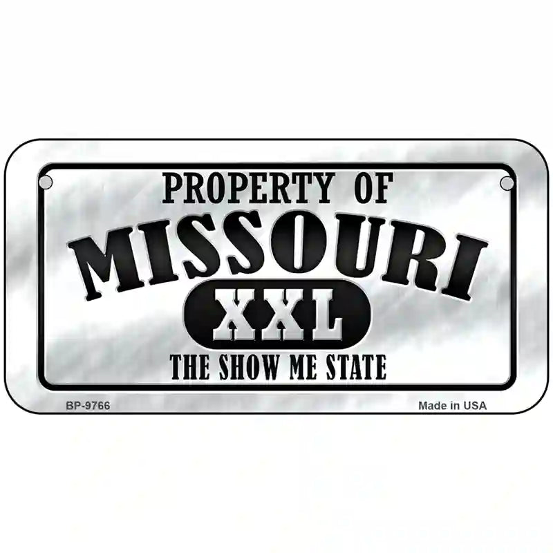 Property Of Missouri Novelty Metal License Plate 6" x 3" (BP)