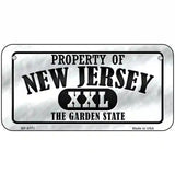 Property Of New Jersey Novelty Metal License Plate 6" x 3" (BP)