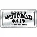 Property Of North Carolina Novelty Metal License Plate 6" x 3" (BP)