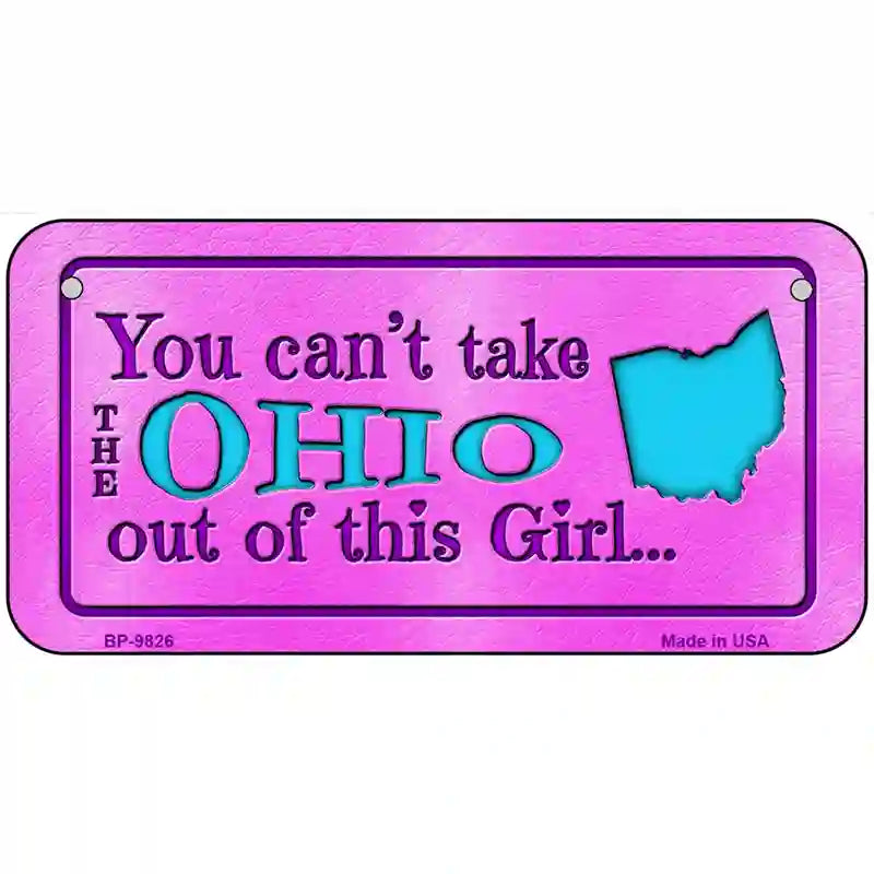 Ohio Girl Novelty Metal License Plate 6" x 3" (BP)