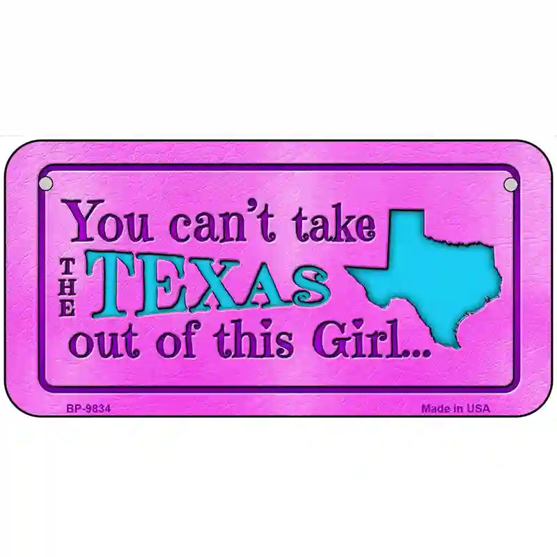 Texas Girl Pink Novelty Metal License Plate 6" x 3" (BP)