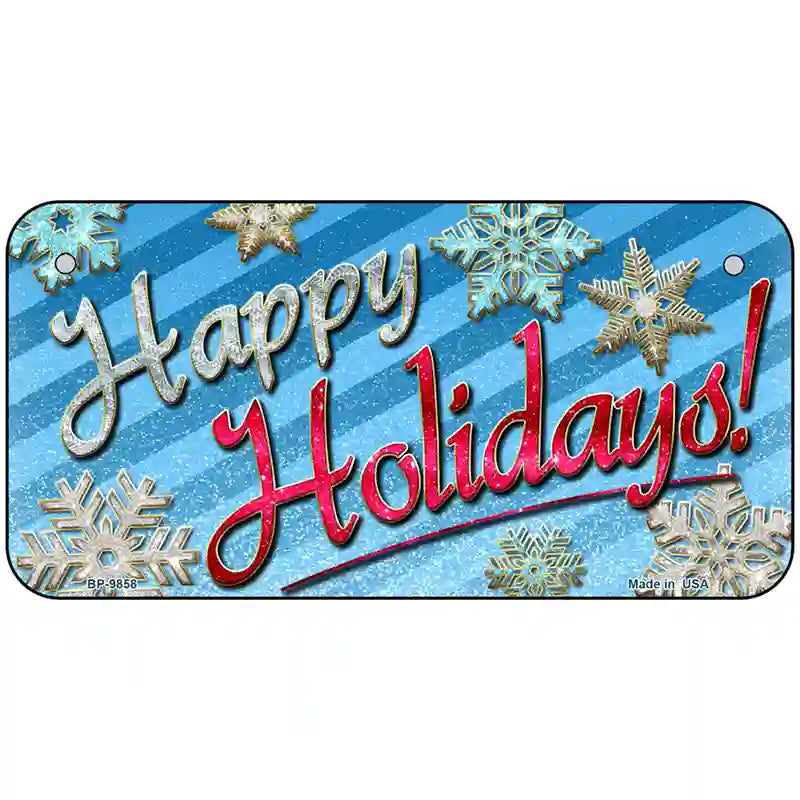 Happy Holidays Snowflakes Metal Novelty License Plate 6" x 3" (BP)