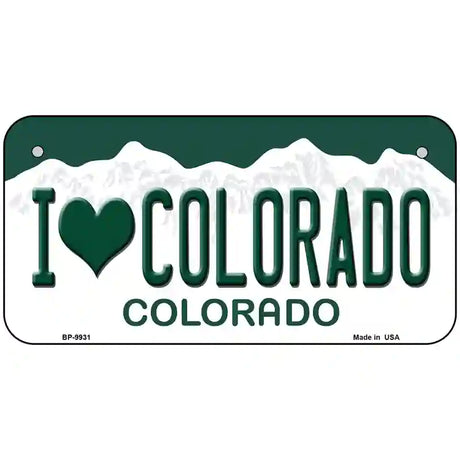 I Love Colorado Metal Novelty License Plate 6" x 3" (BP)