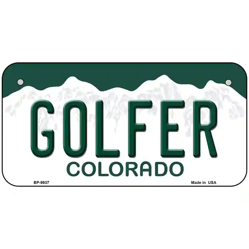 Golfer Colorado Metal Novelty License Plate 6" x 3" (BP)