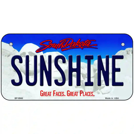 Sunshine South Dakota Metal Novelty License Plate 6" x 3" (BP)