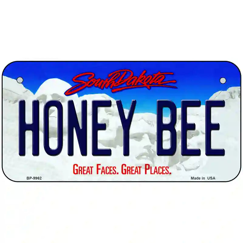 Honey Bee South Dakota Metal Novelty License Plate 6" x 3" (BP)