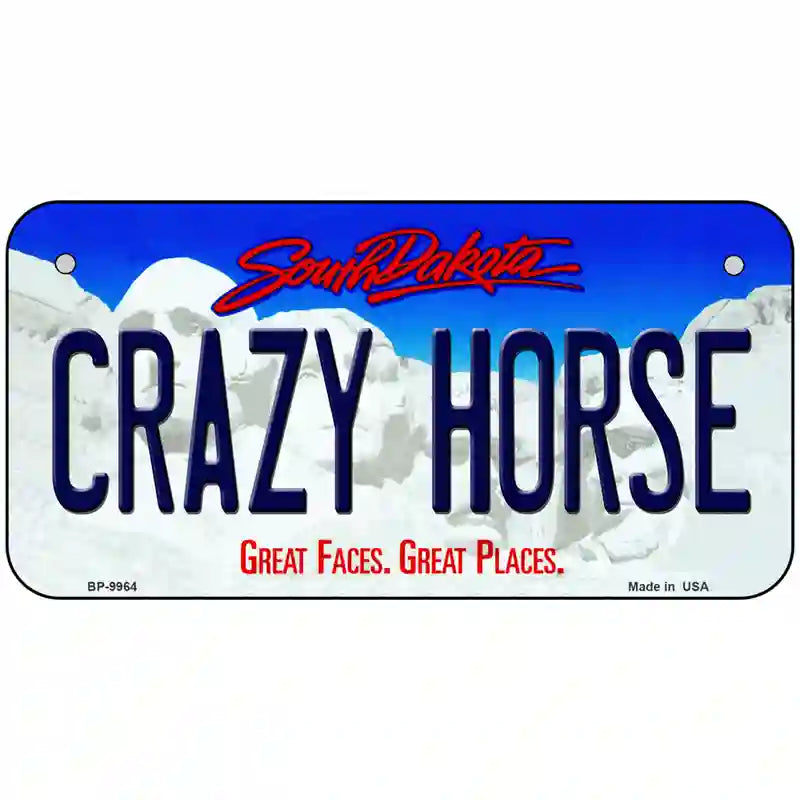 Crazy Horse South Dakota Metal Novelty License Plate 6" x 3" (BP)