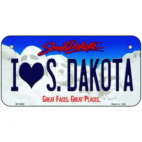 I Love South Dakota Metal Novelty License Plate 6" x 3" (BP)