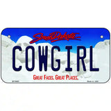 Cowgirl South Dakota Metal Novelty License Plate 6" x 3" (BP)