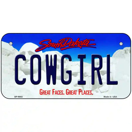 Cowgirl South Dakota Metal Novelty License Plate 6" x 3" (BP)