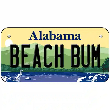 Beach Bum Alabama Metal Novelty License Plate 6" x 3" (BP)