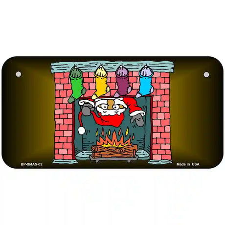 Santa Chimney Metal Novelty License Plate 6" x 3" (BP)