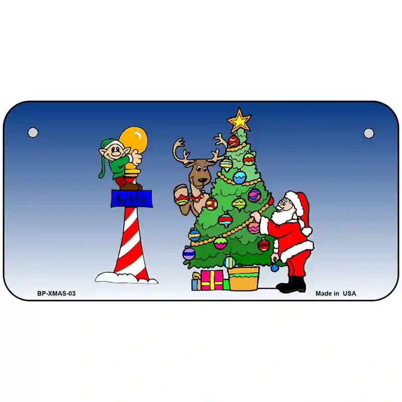 Santa Elf Tree Metal Novelty License Plate 6" x 3" (BP)